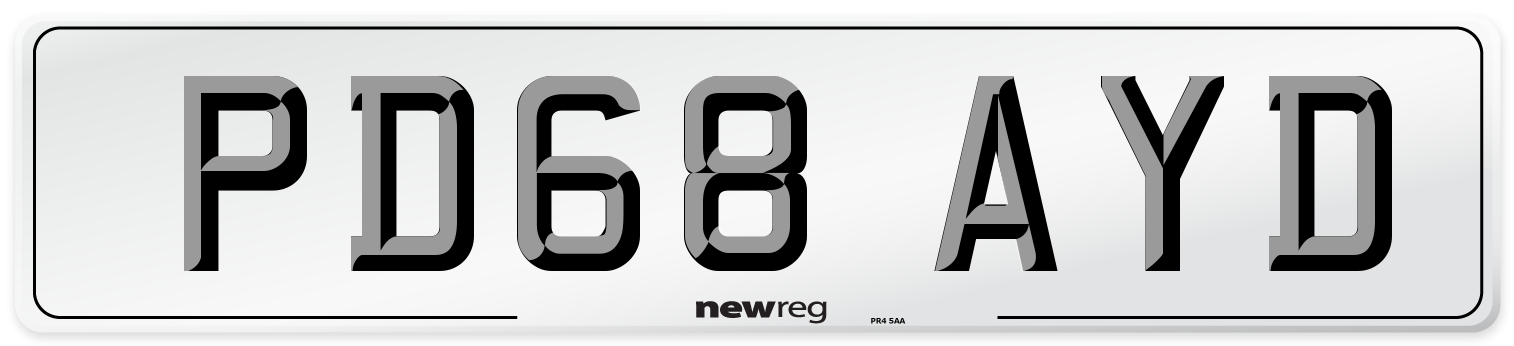 PD68 AYD Number Plate from New Reg